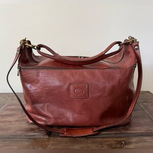 C&C vintage made in Italy brown leather weekender duffel bag unisex men‎ women